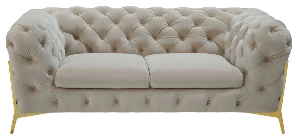 Jack Transitional Beige Fabric Loveseat   Contemporary   Loveseats   by Rustic Home Furniture Deco  Houzz