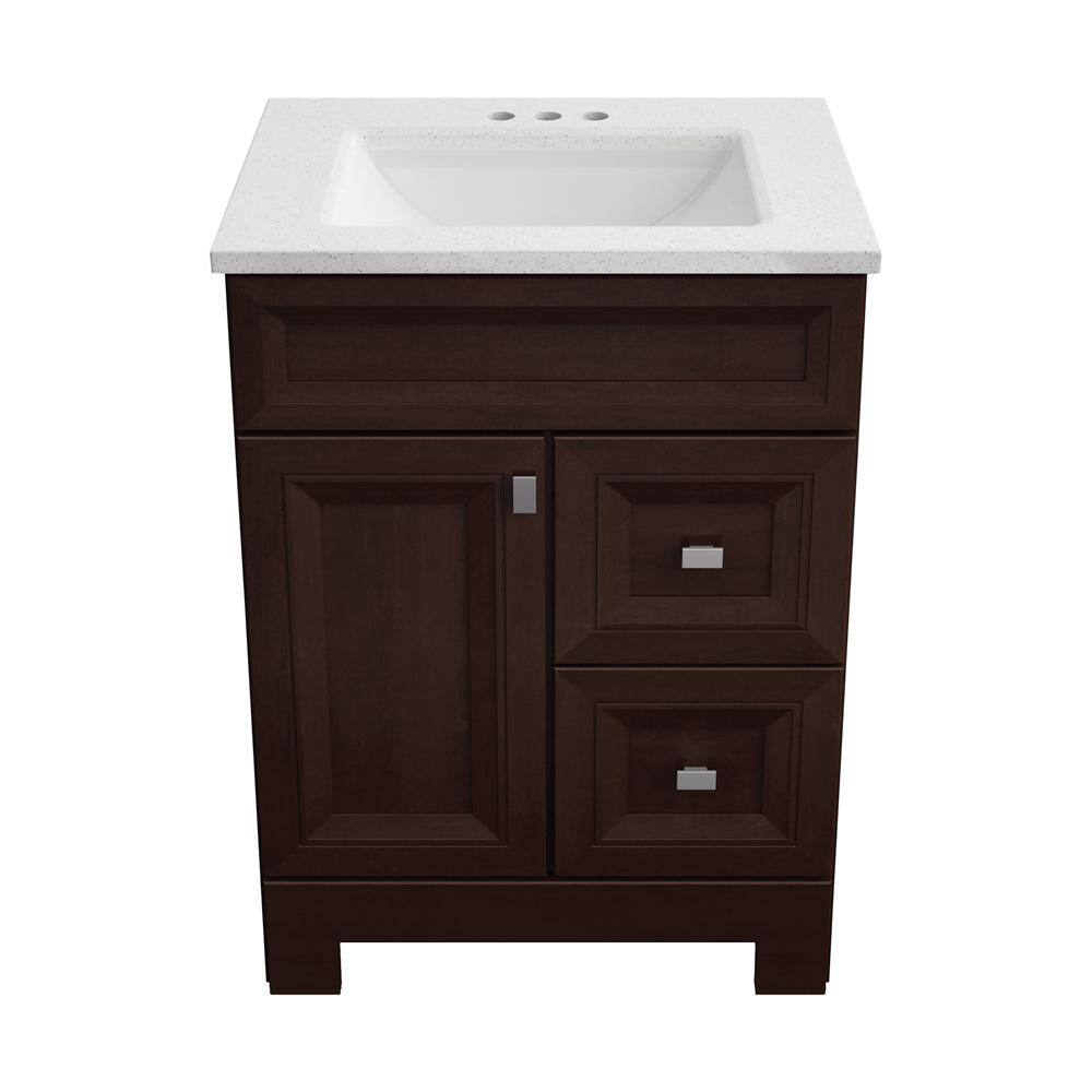 Home Decorators Collection Sedgewood 24.5 in. W Configurable Bath Vanity in Cognac with Solid Surface Top in Arctic with White Sink PPLNKDCG24D