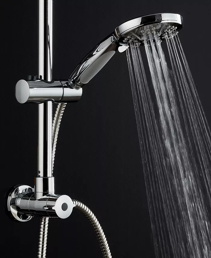 HotelSpa Adjustable Drill-Free Slide Bar with 48-setting Shower Head Combo and Height Extension Arm