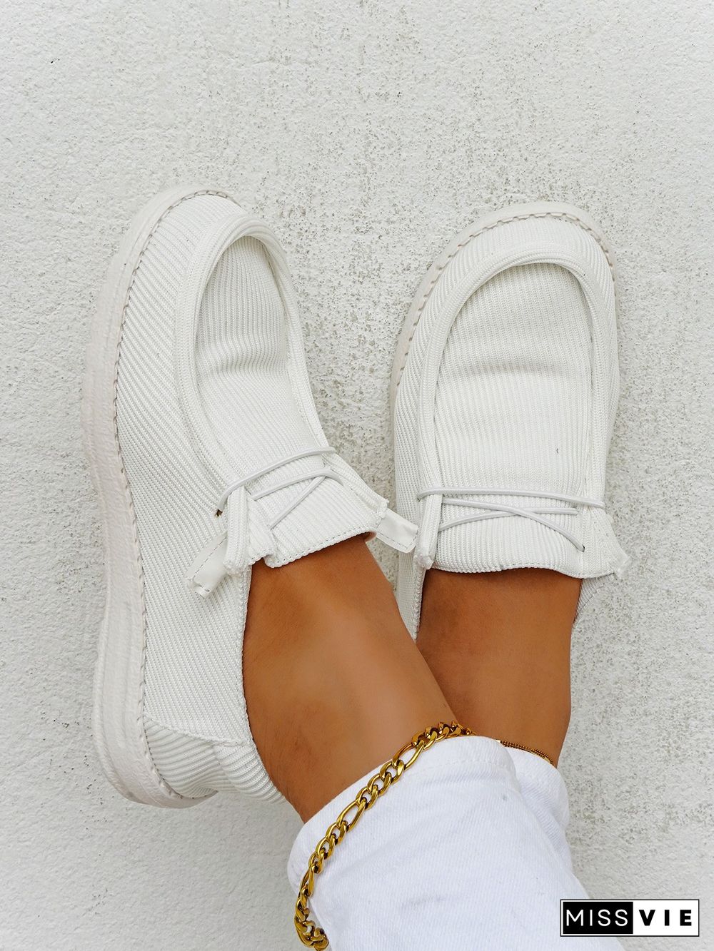 Casual Light Lace Up Flats Canvas Shoes