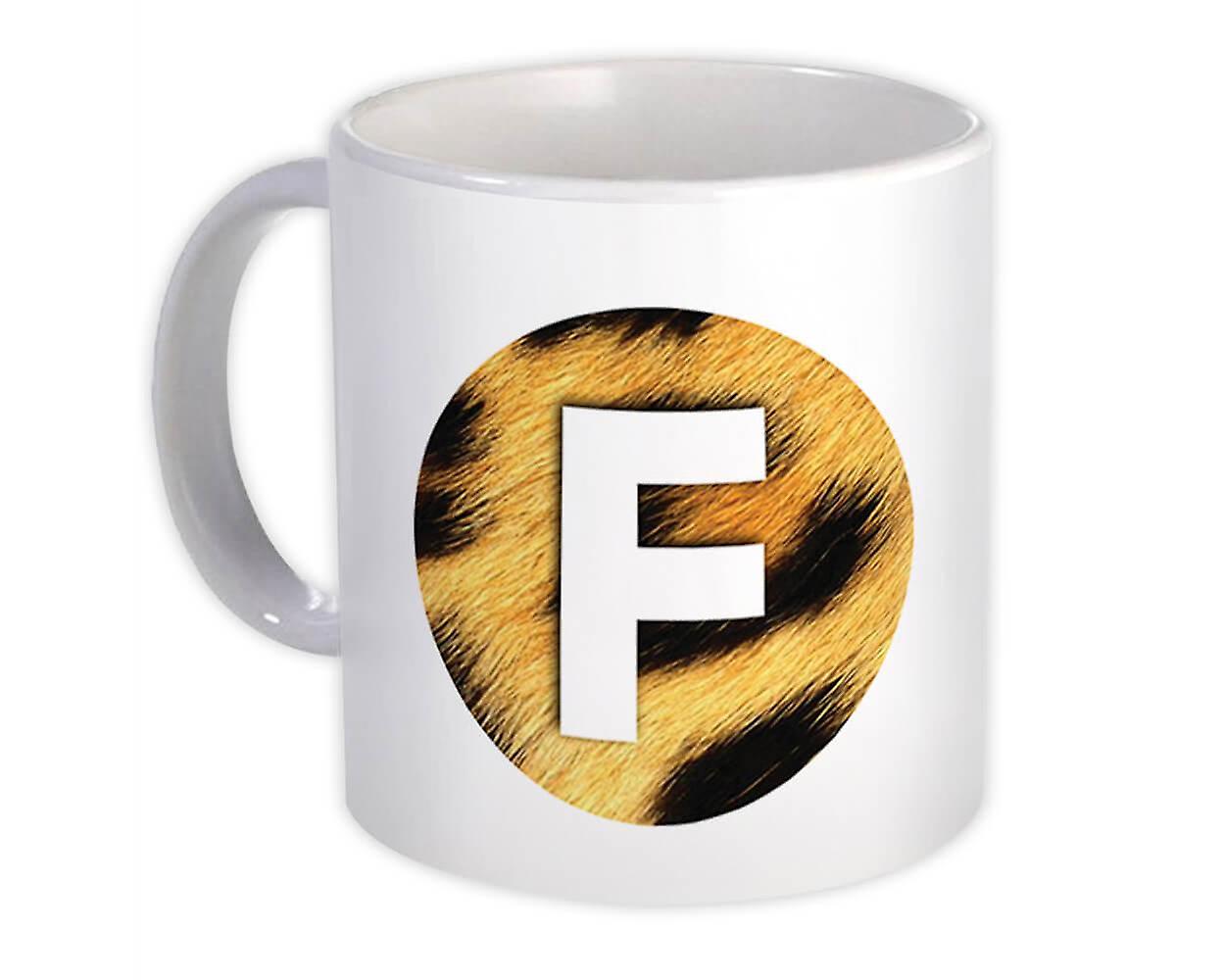 Gift Mug: Monogram Letter F Leopard