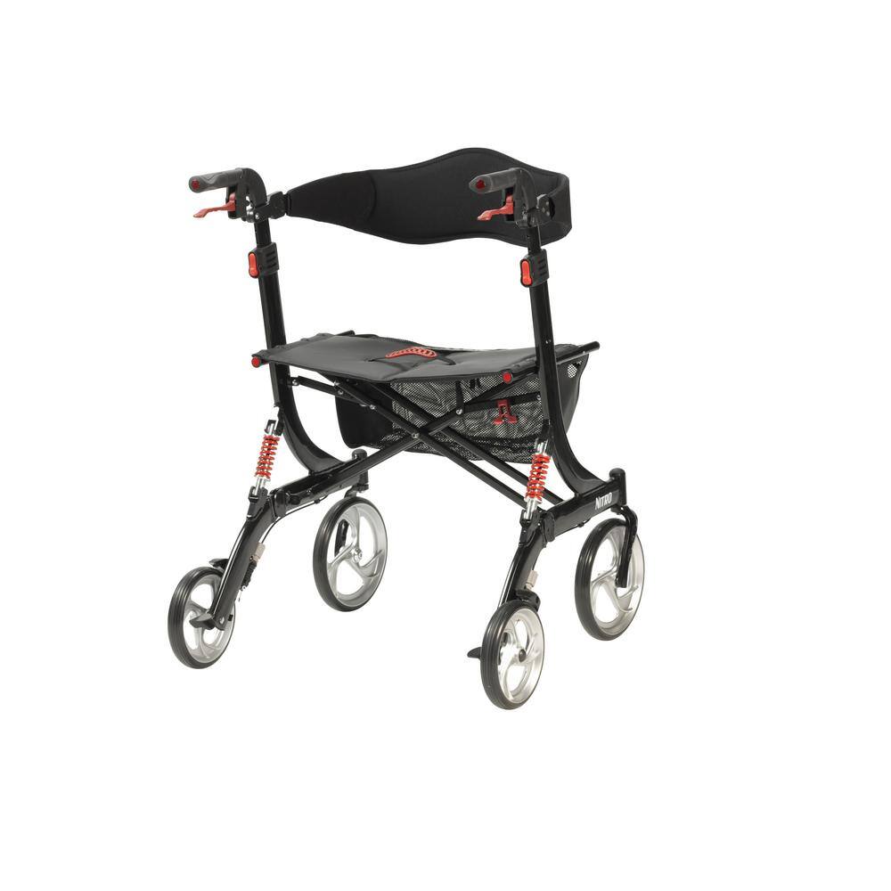 Drive Nitro Euro Style 4-Wheel Heavy Duty Rollator Rolling Walker in Black 10266HD-BK