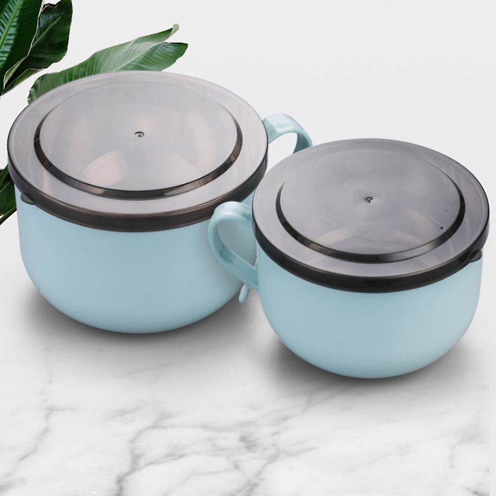 1pc Bowl Stainless Steel Durable Portable Lightweight Reusable Tableware Bowl With Lid For School Office