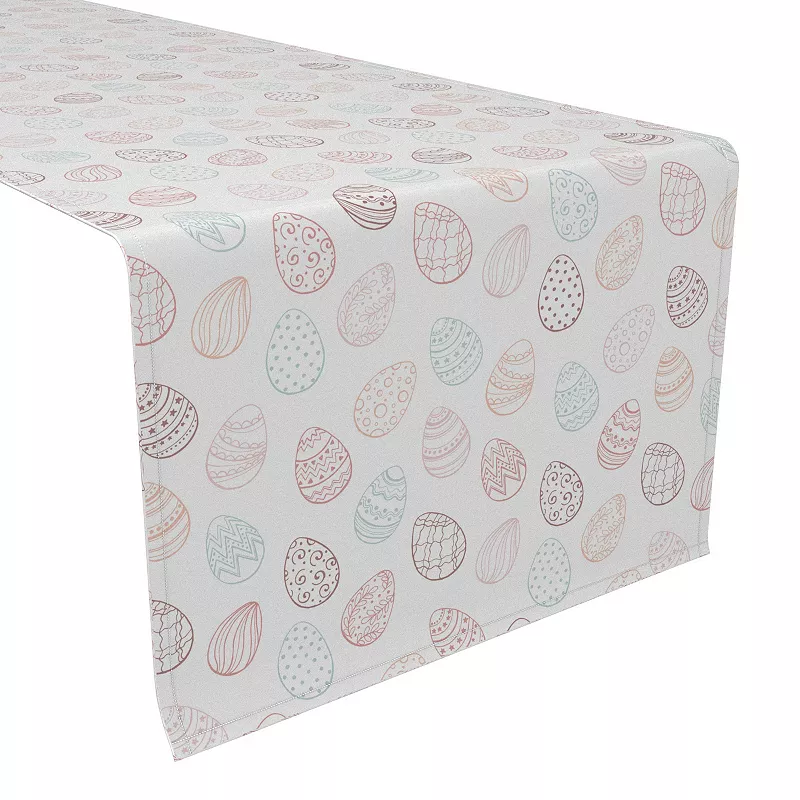Table Runner， 100% Cotton， 16x72， Watercolor Decorative Easter Eggs