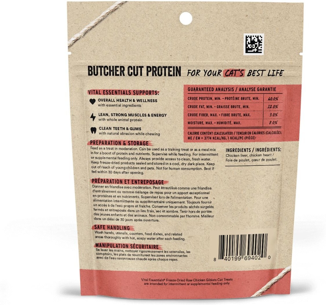 Vital Essentials Chicken Giblets Freeze-Dried Cat Treats