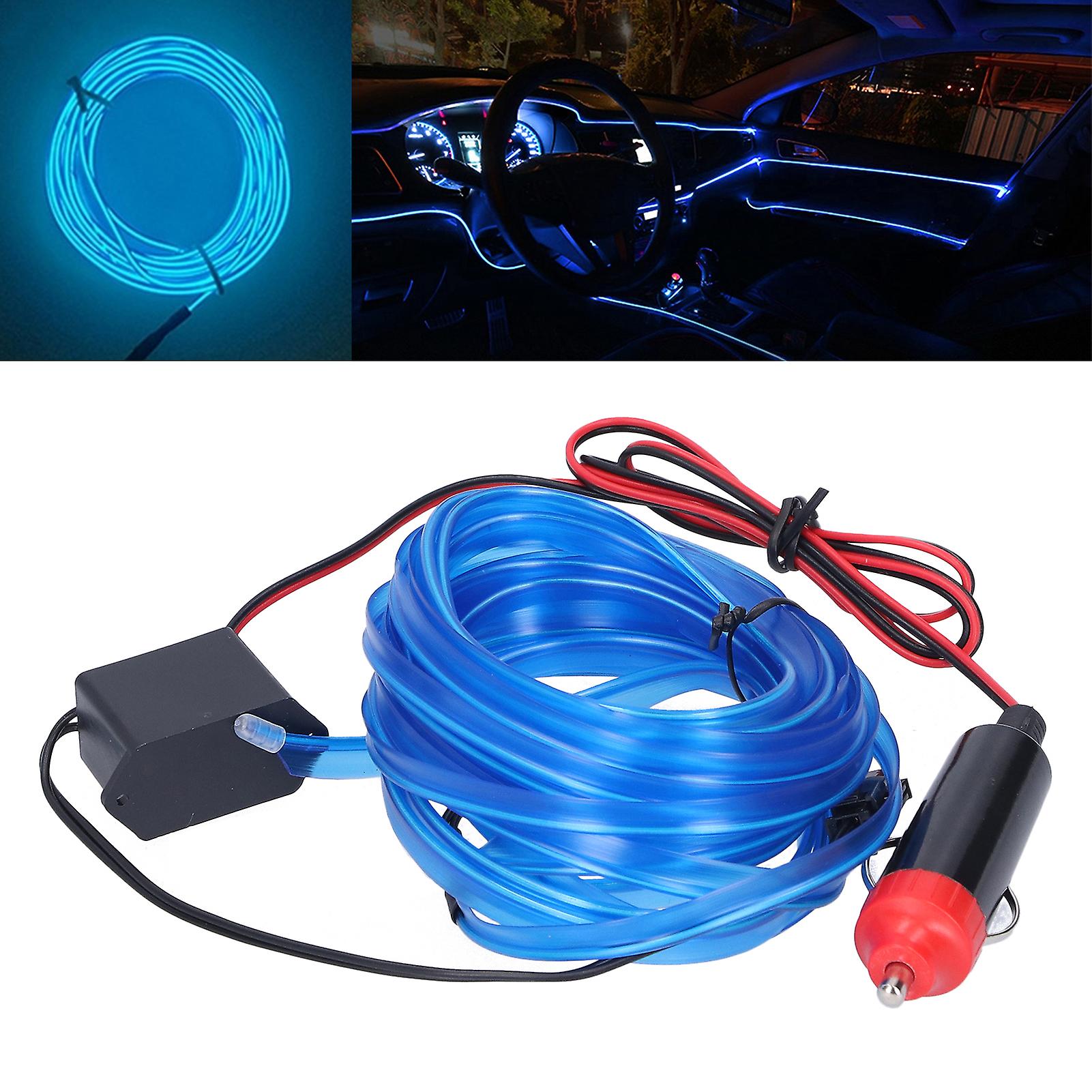 5m/16.4ft Auto Led Strip Cigarette Lighter Drive Luminous Ambient Car Interior Light Dc 12vblue