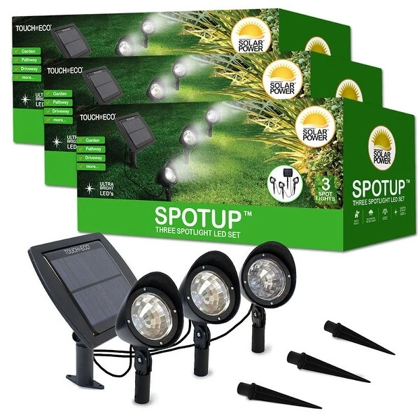 Solar Powered 3 Spotlight LED Set - Produces Ultra Bright Light