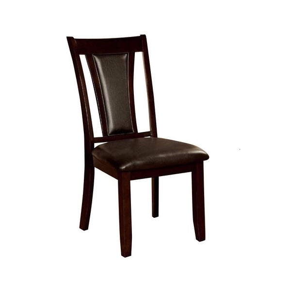 Contemporary Set of 2 Side Chairs Solid wood Chair Padded Leatherette Upholstered Seat Kitchen Dining Room Furniture