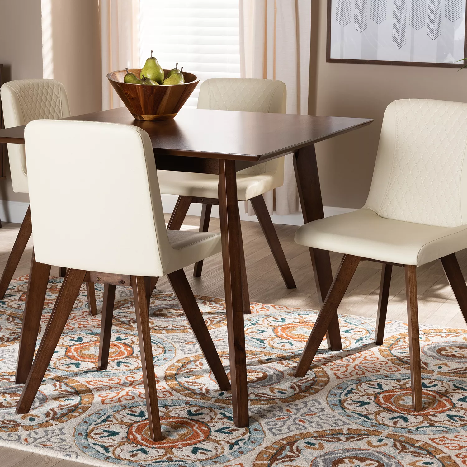 Baxton Studio Pernille Dining Table and Chair 5-piece Set