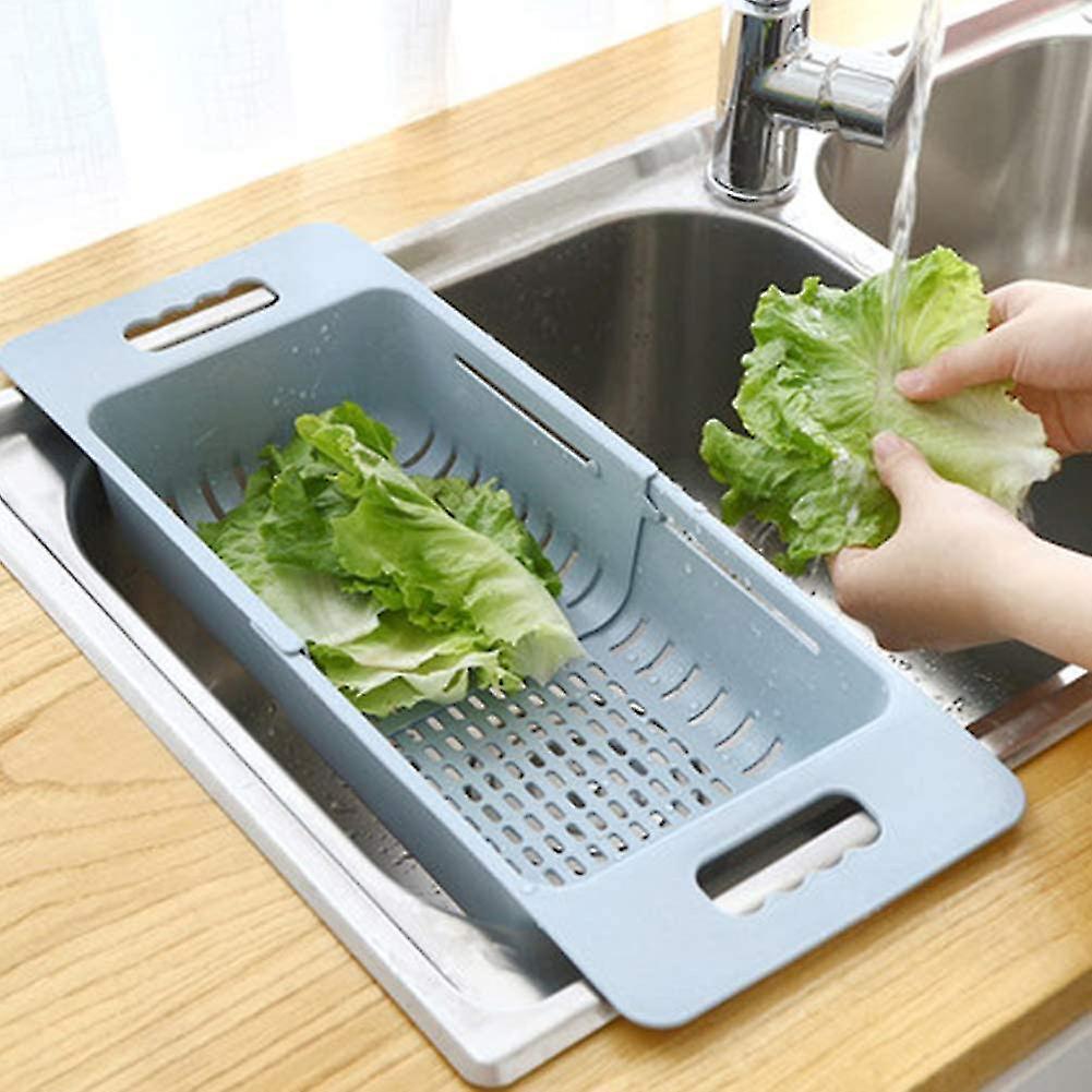 Collapsible Colander Kitchen Food Fruits Vegetables Noodle Pasta Drain Basket Space-saver Portable Drainer Over Sink， Blue