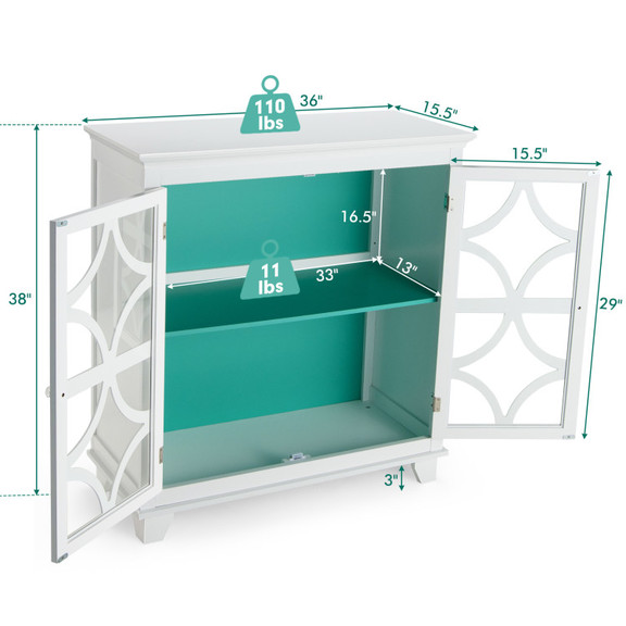 Costway 19384062 Kitchen Buffet Sideboard with Gla...