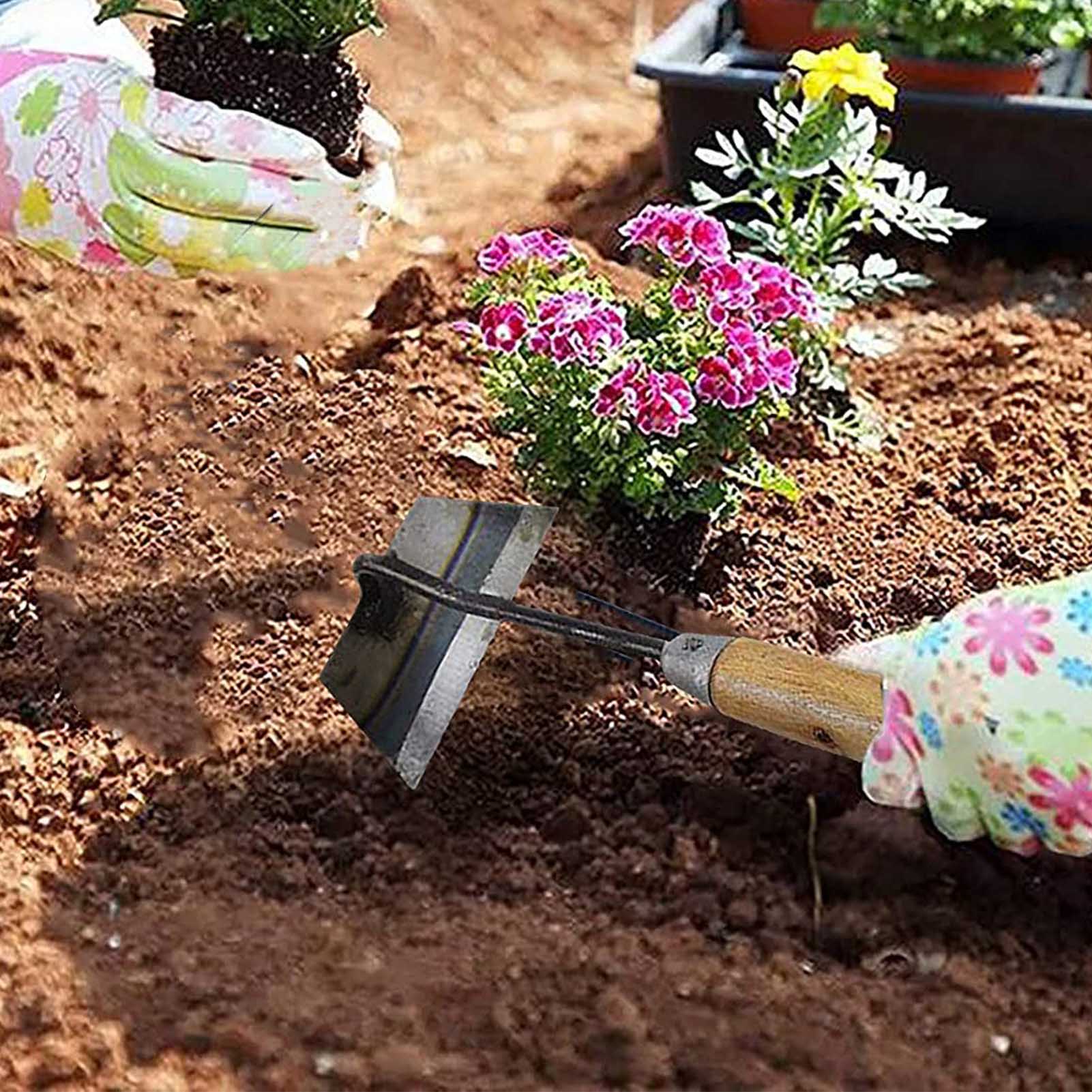 tsondianz Garden Weeding Hand Hoe, Handheld Weeding Rake Gardening Loosening Soil Tool Planting Vegetables Farm Weeding Accessories(02)