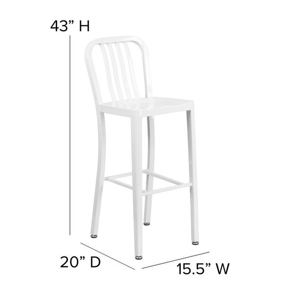 30'' High Metal Indoor-Outdoor Barstool with Vertical Slat Back