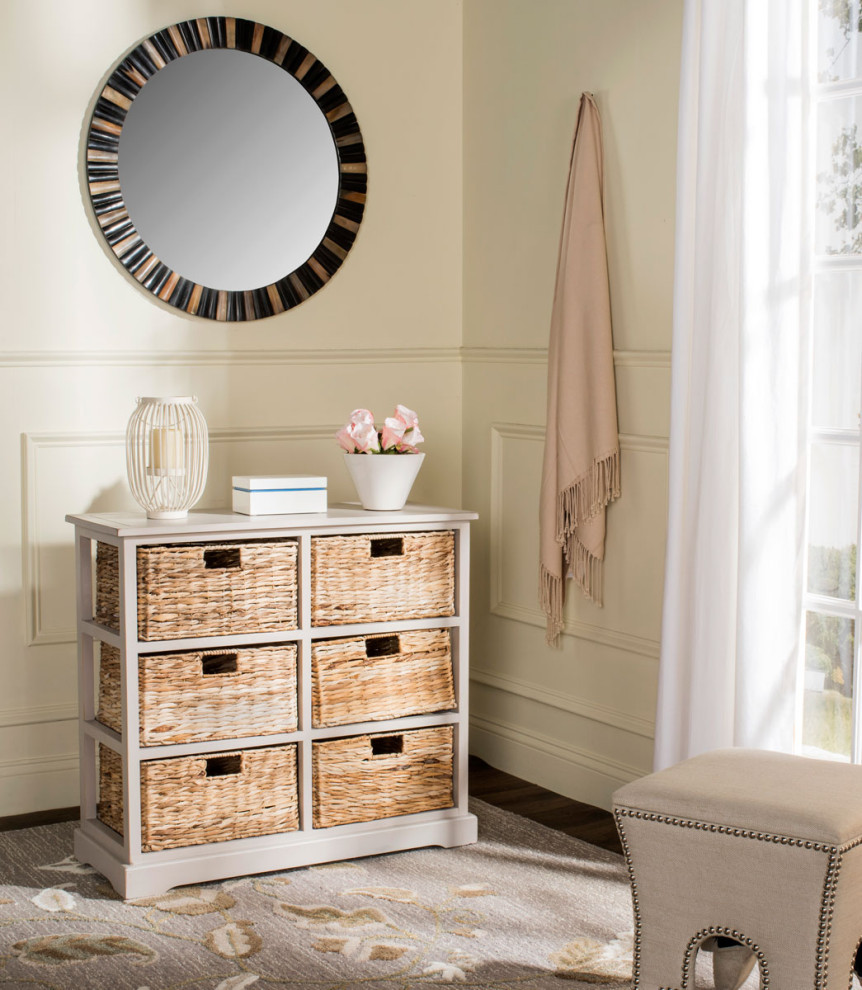 Nina 6 Wicker Basket Storage Chest Vintage Grey   Modern   Accent Chests And Cabinets   by Virgil Stanis Design  Houzz