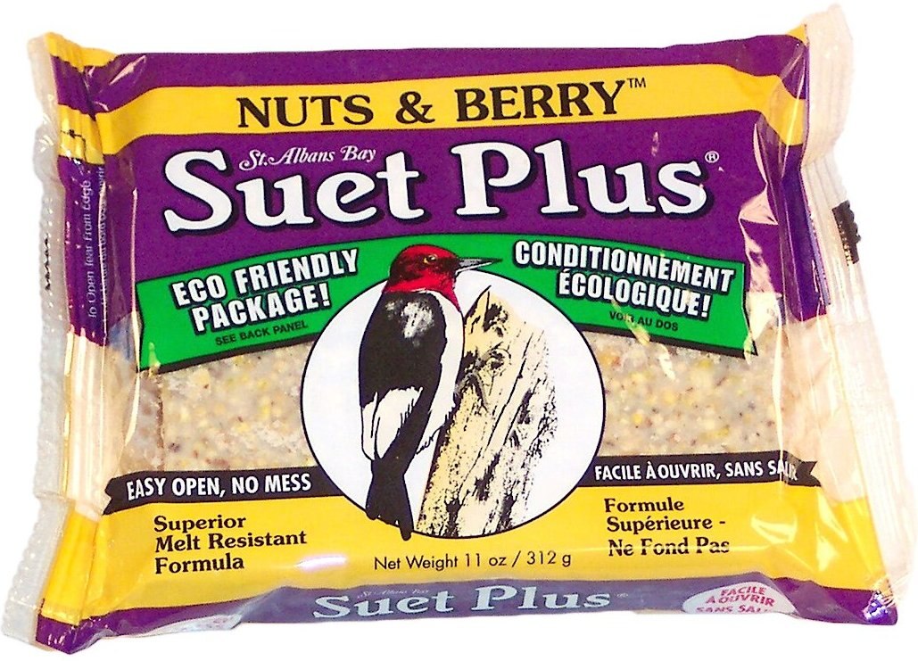 St. Albans Bay Suet Plus Nuts and Berry Blend Suet Wild Bird Food， case of 12