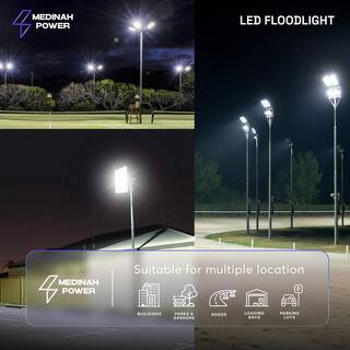 MEDINAH POWER 400W Equivalent Integrated 100 Degree Bronze LED Flood Light  21000 Lumens 5000K daylight Dusk-to-Dawn FLLS-150W-50K-DV2-PC-CL-BZFM