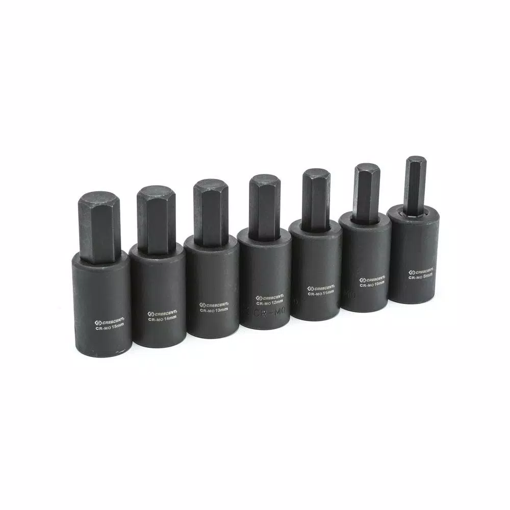 Crescent 1/2 in. Drive Hex Bit Impact Metric Socket Set (7-Pieces) and#8211; XDC Depot