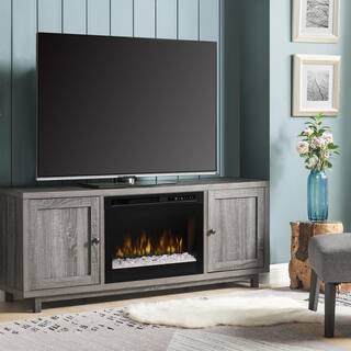 Dimplex Jesse 65 in. Electric Fireplace and Glass Ember Bed in Iron Mountain Grey with 26 in. Media Console GDS26G8-1908IM