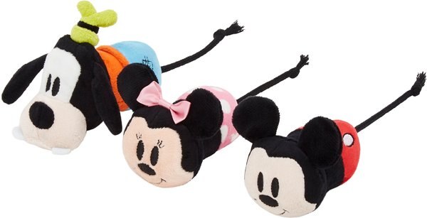 Disney Mickey and Friends Plush Mice Cat Toy with Catnip， 3 count