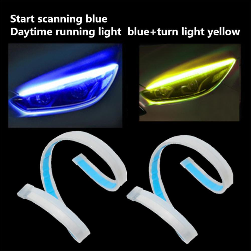 Drl Daytime Running Lights Led Strip Turn Signal Switchback Indicator Flexible Blue Yellow Dual Color Flowing Bar Led Strip Lights Switchback Headligh