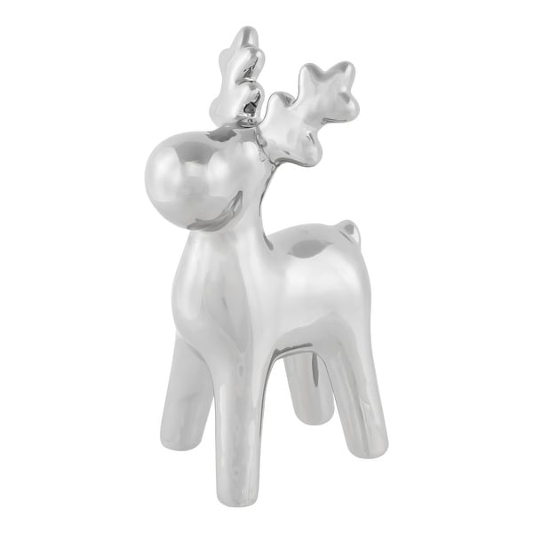 7 Silver Ceramic Moose Christmas Figure