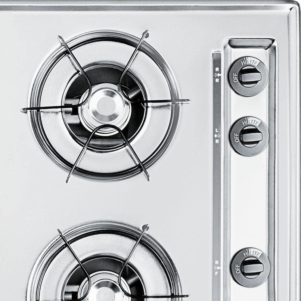 Summit Appliance 30 in Gas Cooktop in Chrome with 4 Burners