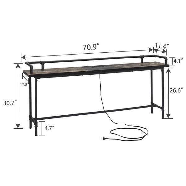 Console Table with 2 Outlet and 2 USB Ports for Living Room and Hallway