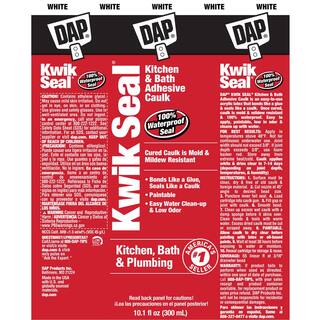 DAP Kwik Seal 10.1 oz. White Kitchen and Bath Adhesive Caulk (12-Pack) 7079818032