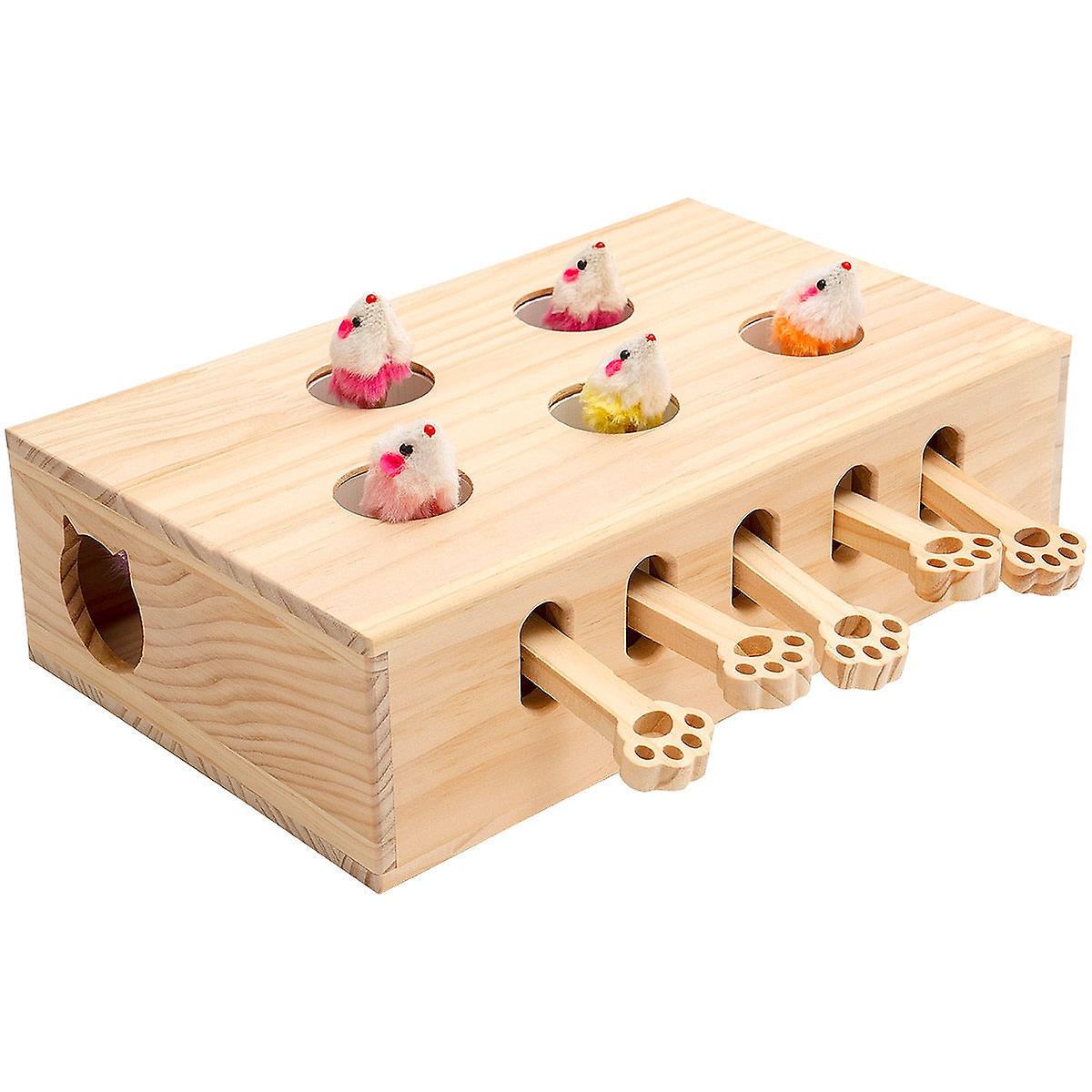 Interactive solid wood cat toys