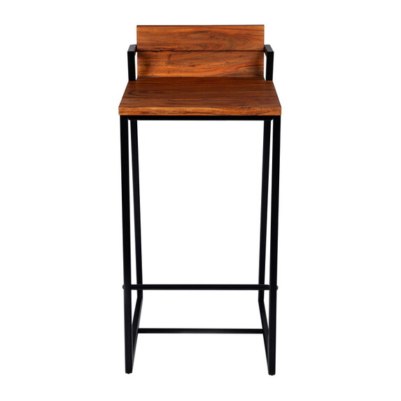 35 inch Industrial Style Acacia Wood Barstool with...