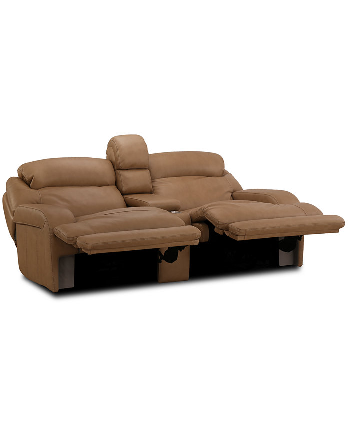 Furniture CLOSEOUT! Daventry 97 3-Pc. Leather Sectional Sofa With 2 Power Recliners Power Headrests Console And USB Power Outlet