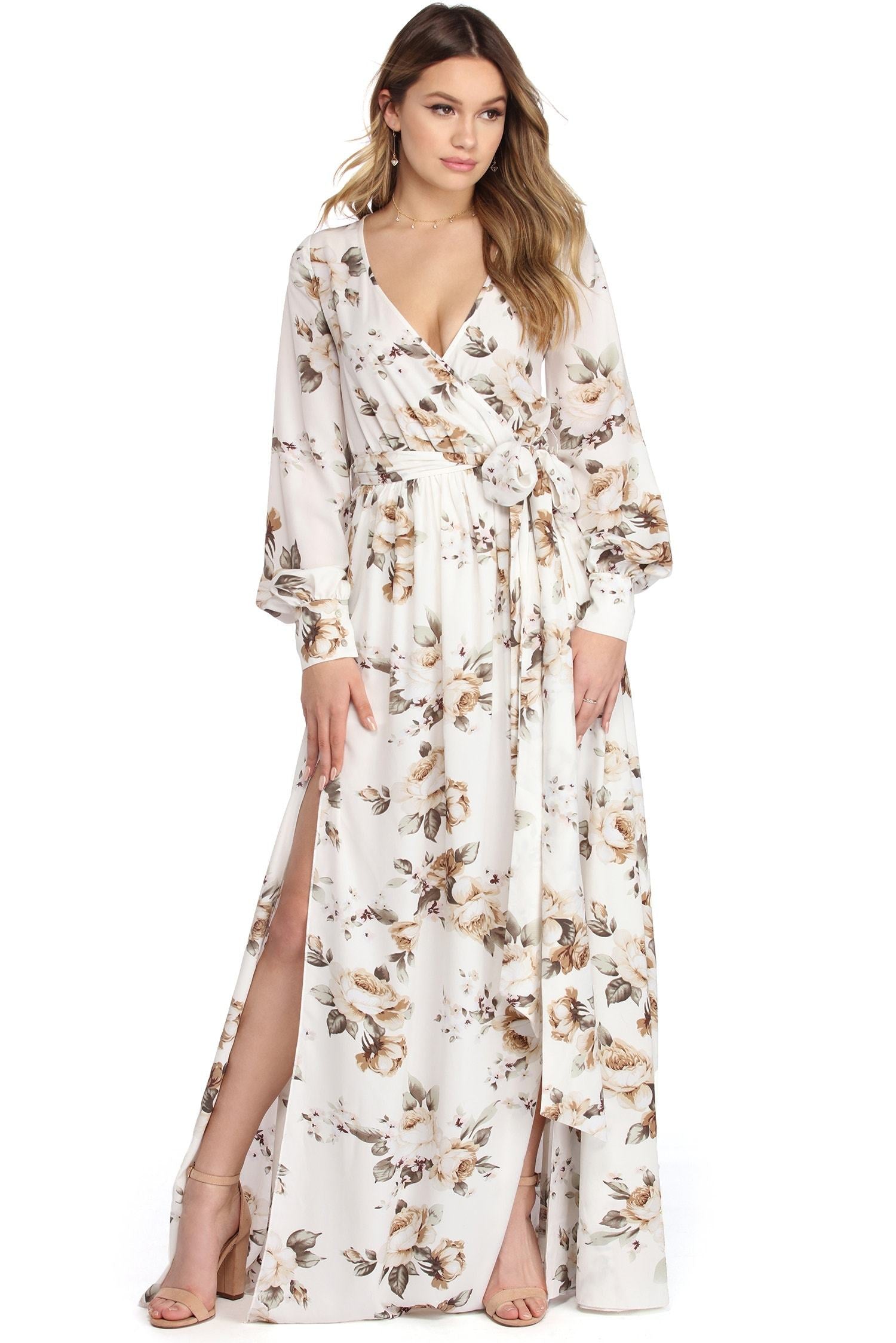 Makayla Floral Chiffon Wrap Dress