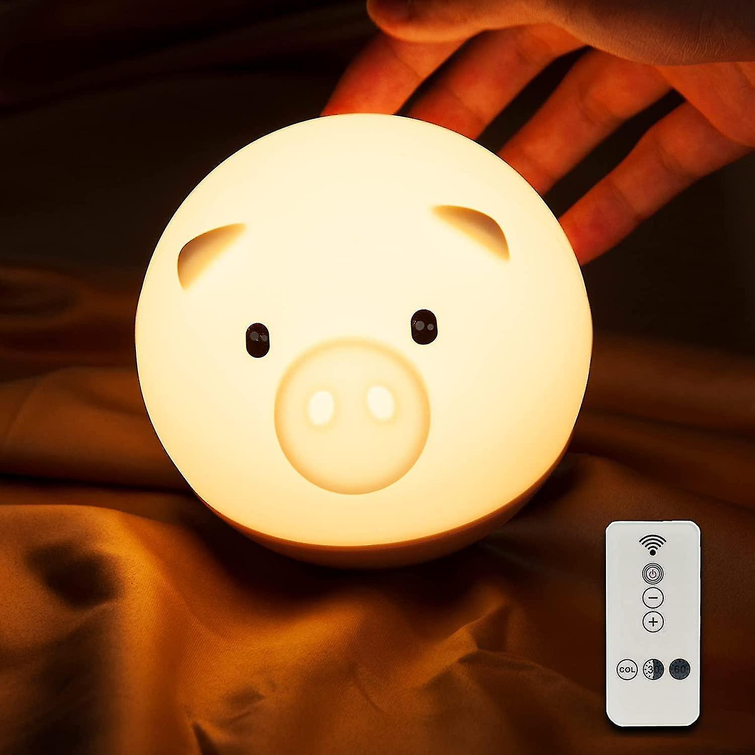 Night Light For Kids - Creative Tumbler Design ， Silicone Pig Led Nightlight ， Eye-caring Kids Night