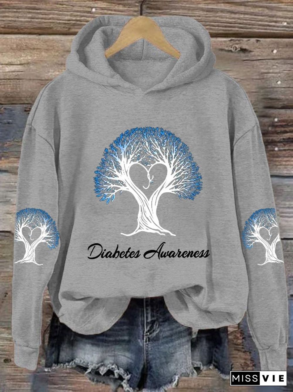 Women's Diabetes Awareness Print Hoodie