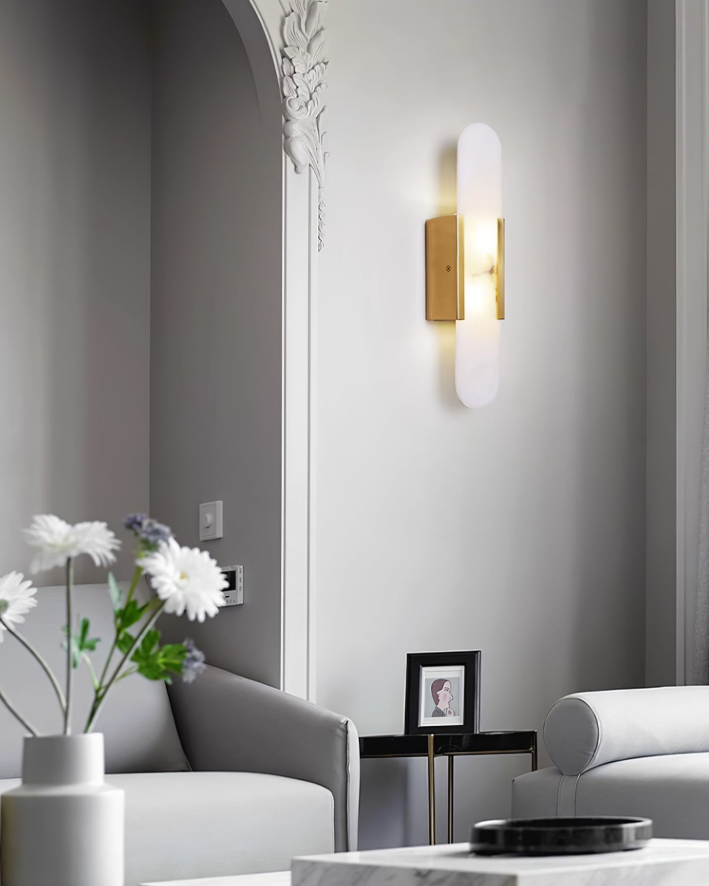 Melange Elongated Alabaster Wall Lamp