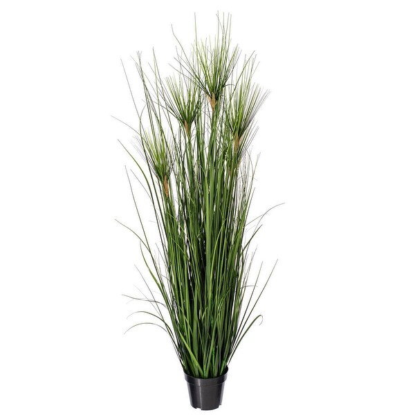 Vickerman 60 Artificial Potted Green Straight Grass and Cattails.