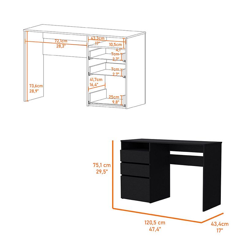 Louisiana Writing Computer Desk， Three Drawers