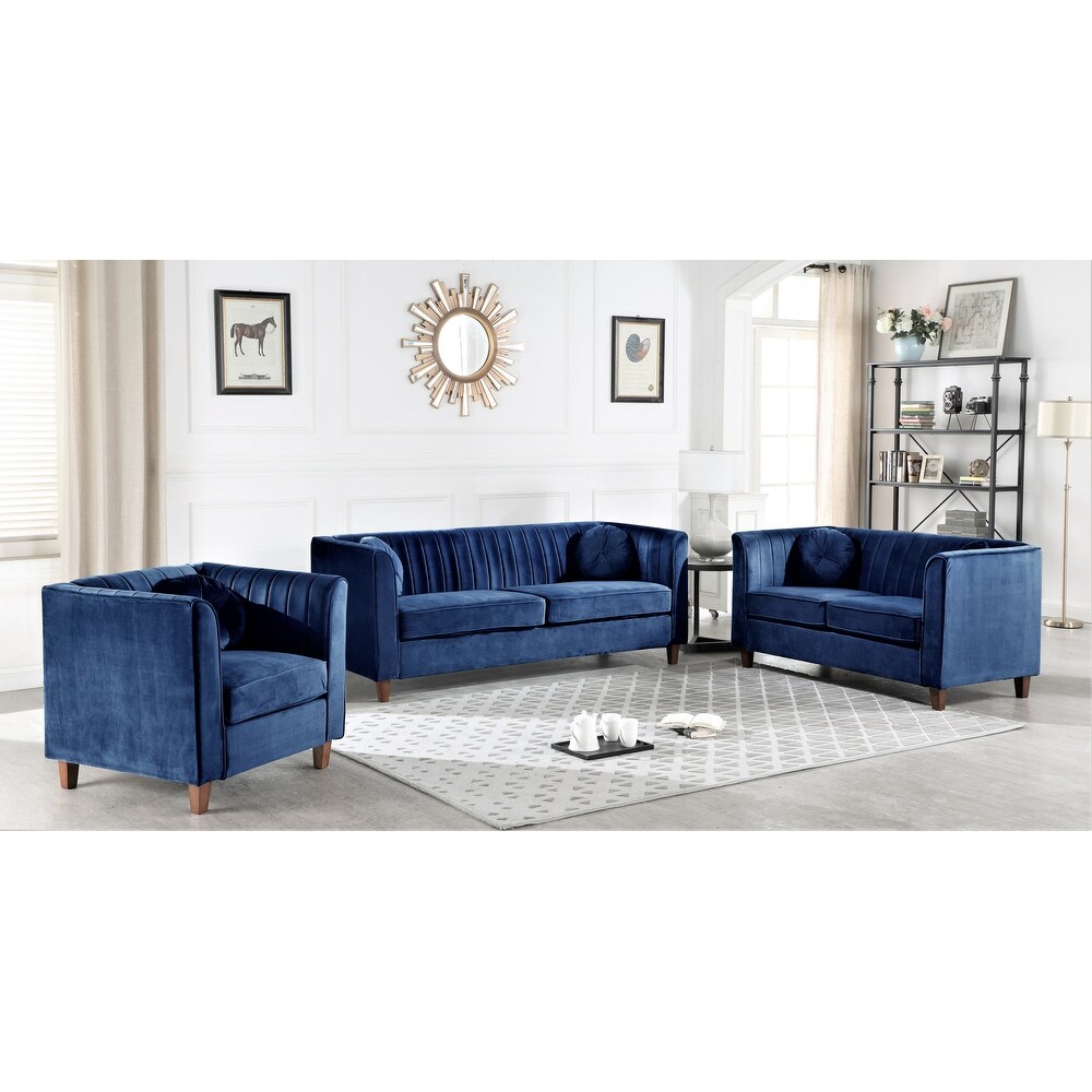 Lowery Kitts Velvet Classic Chesterfield Living Room Set