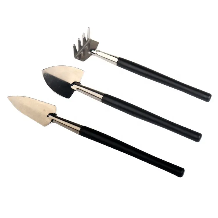 mini Stainless steel gardening 3 piece succulent pot plant garden shovel Scratch Set Hand Rake Spade Weed Removal Digging tools