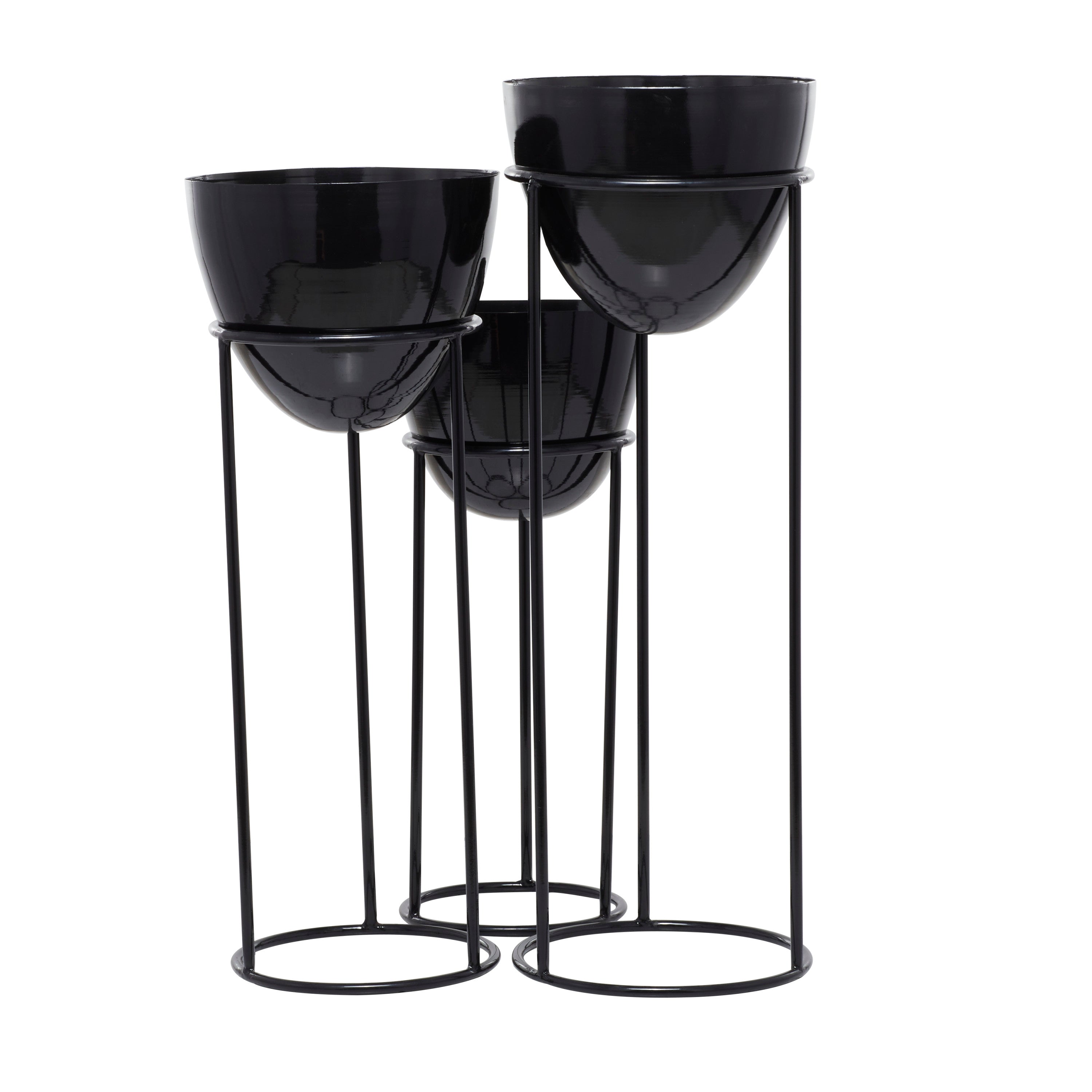 CosmoLiving by Cosmopolitan 36", 33", 26"H Black Metal Planter with Removable Stand (3 Count)