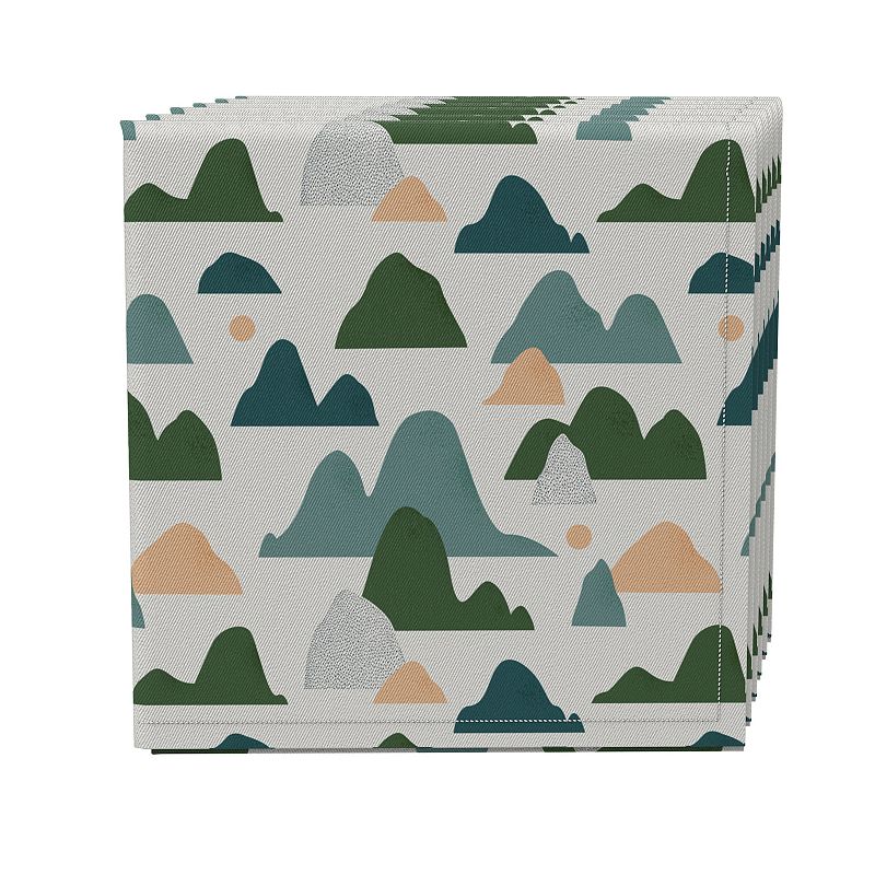 Napkin Set of 4， 100% Cotton， 20x20， Abstract Landscape