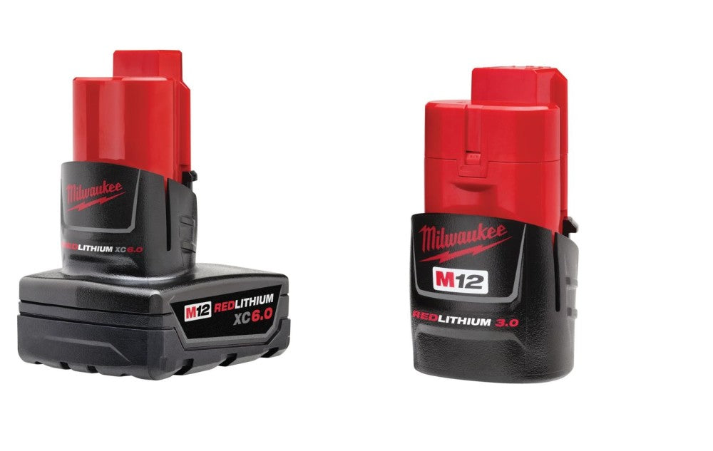 Milwaukee M12 REDLITHIUM XC 6Ah Extended Capacity and 3Ah Compact Battery 2pk Bundle 48-11-2460-2430 from Milwaukee