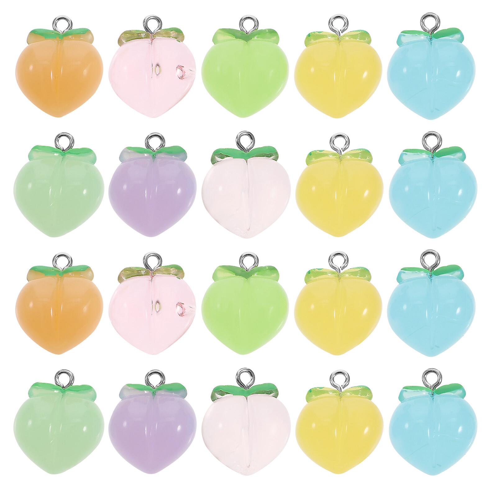 20pcs Fruit Resin Charms Peach Charm Pendants Model Fruit Pendants For Necklace Mixed Color