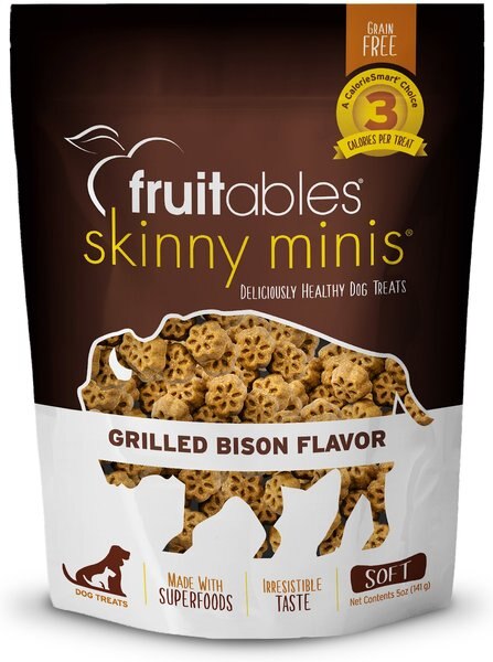 Fruitables Skinny Minis Grilled Bison Flavor Soft and Chewy Dog Treats