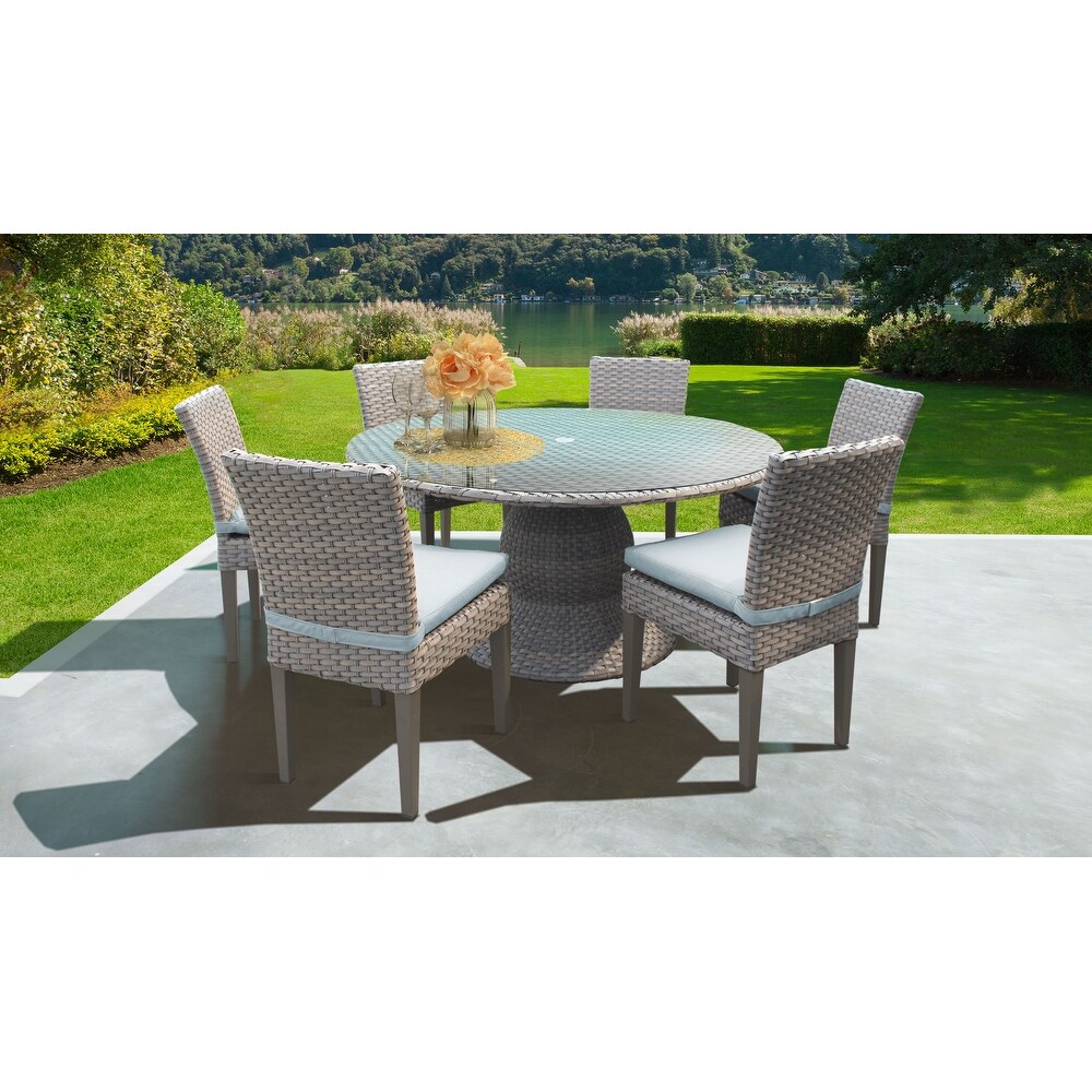 Florence 60 Inch Outdoor Patio Dining Table with 6 Armless Chairs