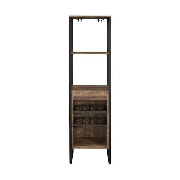 Wood Wine Rack with1 Drawer and 3 Shelves in Weathered Oak