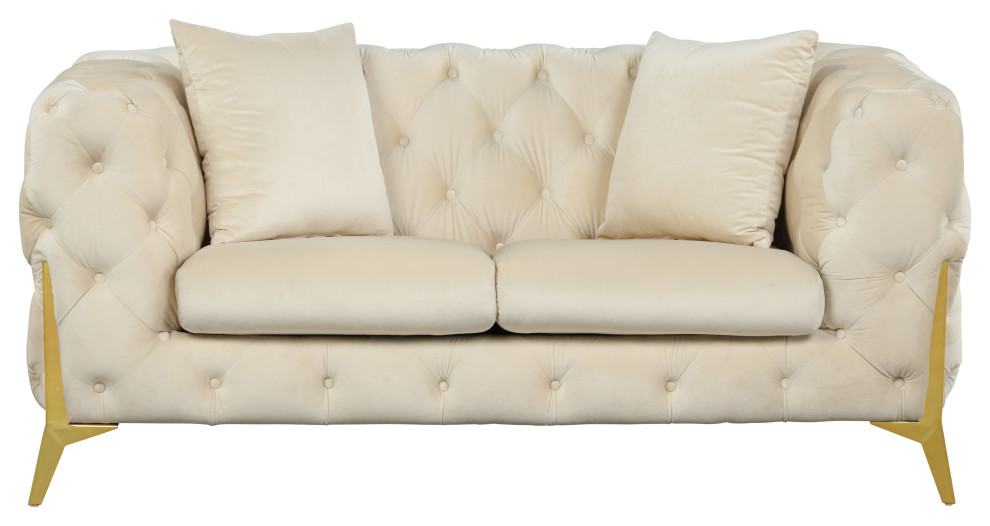 Kingdom Velvet Upholstered   Midcentury   Loveseats   by Meridian Furniture  Houzz