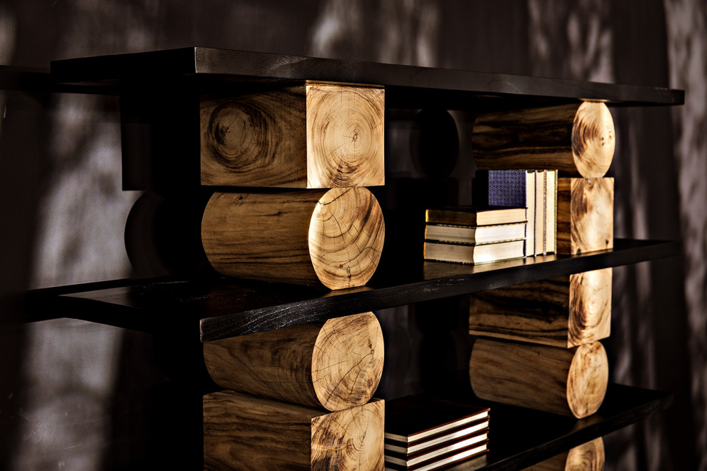 Rabban Bookcase  Hand Rubbed Black/Natural   Rustic   Bookcases   by Noir  Houzz