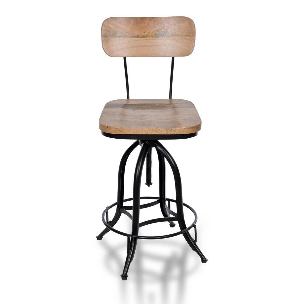 Carolina Chair and Table Mason 38.25 NaturalBlack with Backrest Adjustable Stool 1624WBNMNGTBK