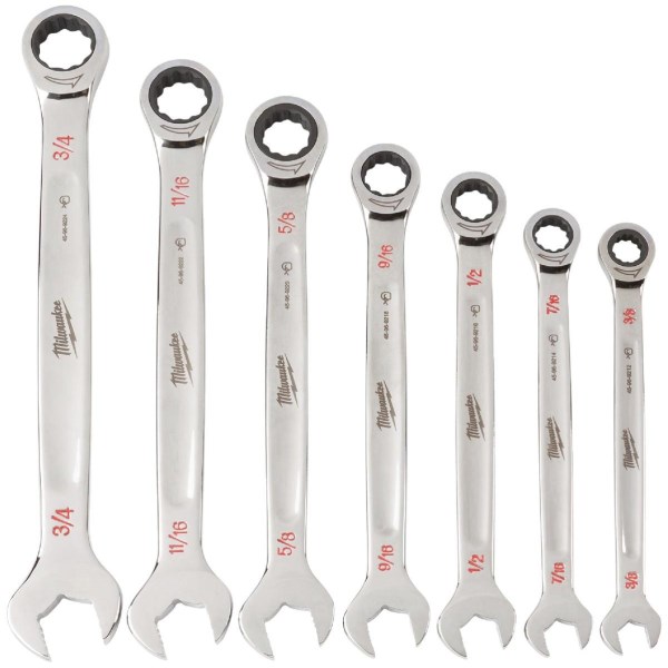 Milwaukee Standard 12-Point Ratcheting Combination Wrench Set (7-Piece)